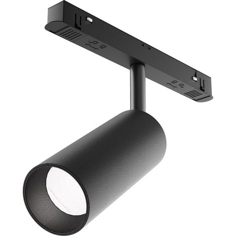 Faretto Per Binario Moderno Focus Led Alluminio Nero 1 Luce 12W Dimmerabile (1/2)