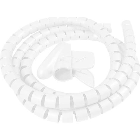 1 Gaine Spirale 16mm, Tube Flexible PE Blanc, Protection Câble 2M, Organisation Fils Maison Auto (1/5)