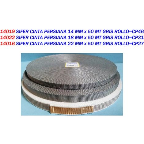 NASTRO PER TENDE SIFER 22 MM x 50 MT ROTOLO GRIGIO BEIGE CP27