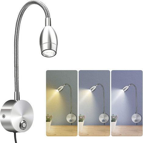 Wandlampe mit schwanenförmigen Gelenkarm – minimalistische Leselampe für Hotelzimmer oder Nachttisch, flexibel und verstellbar, silberne Ausführung, sanftrosa Farbe