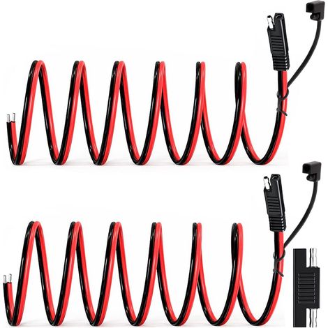 2pcs Câble de connecteur SAE 12V Terminal de Batterie 12 AWG 100 cm SAE d'extension à déconnexion Rapide 2 Broches pour Motos, Voitures, tracteurs avec Capuchon Anti-poussière (1/4)
