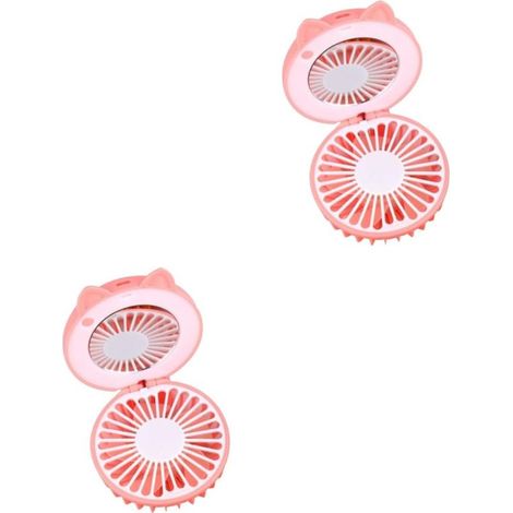 Büro 2stücke Ultra-silencieux USB Ladeventilator Mit Make-up Spiegel Tragbarer Mini-fan (1/5)