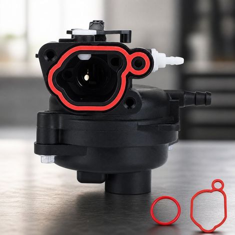 Carburateur 28,3mm pour Moto, Corps Noir en Métal avec Starter Manuel, Kit Joint Rouge Inclus, Entrée 7,7mm, Pièce de Rechange Durable (1/4)
