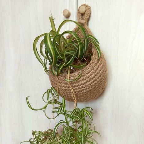 Ecleanfy - Trois paniers muraux de rangement pour fruits et légumes, tissés à la main avec de la corde de jute écologique. (1/3)