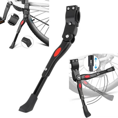 Kit de béquille latérale réglable en aluminium pour vélos de route, VTT, etc. - Noir (1/4)