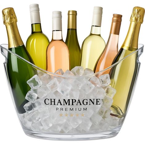 Relaxdays Secchiello per Ghiaccio, 8 L, Glacette Porta Bottiglie di Vino e Champagne, Cestello in Plastica, Trasparente (1/5)
