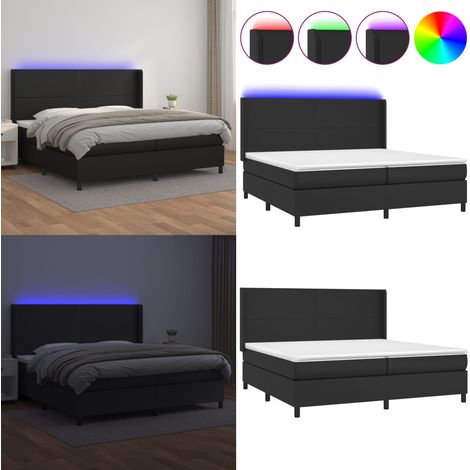 Sommier à lattes de lit matelas LED Noir 200x200cm Similicuir - Lit Plateforme - Lit Design - Lit Moderne - Lit Capitonné - Sommier Tapissier - Home & Living (1/5)