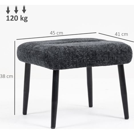 Pouf moelleux avec coussin d'assise confortable, piètement en métal, repose-pieds en velours côtelé, 45 x 41 x 38 cm, teinte anthracite (1/5)