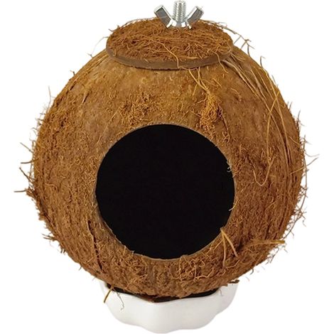 Casa Para Pájaros - Hecha De Cáscara De Coco - 14 x 12,5 x 12 cm - Para Jilgueros Y Periquitos - 2 Unidades (1/5)