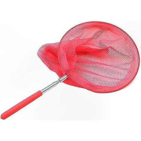 Filet de Pêche Extensible pour Enfants - Épuisette Télescopique Stable pour Attraper Poissons d'Aquarium & Papillons (Rouge) (1/4)