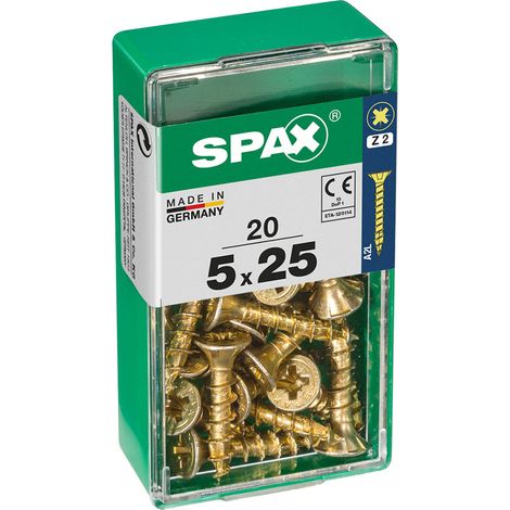 Boîte 20 Unités. Vis A Bois Spax Cab. Plat Yellox 5.0x25mm Spax (1/2)