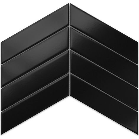 Keramikmosaik auf Netz für Bad oder Küche 31.6cm x 21.5cm - Giant Black Chevron (1/5)
