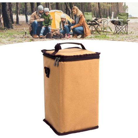 Sac de rangement pour lampe de camping en toile, grande capacité, avec bandoulière amovible, petit format carré. (1/5)