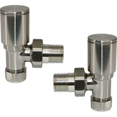 Warmehaus 15mm Pair of Radiator Valve Angled Satin Nickel