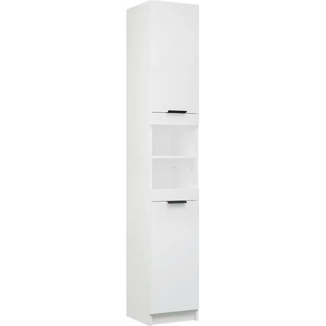 Mueble de baño moderno con amplio espacio de almacenamiento 32 x 34 x 188 cm madera de ingeniería blanca 020047994 (1/5)