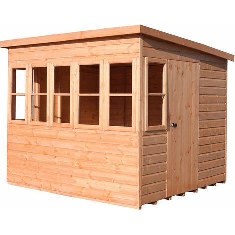 Sun Pent 8 x 6 Feet Single Door with Seven Windows Dip Treated Wooden Garden Potting Shed