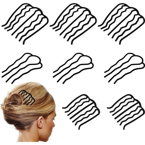 pettini a U per acconciature a torsione francese e chignon – Stile vintage per donna (Nero) (1/3)