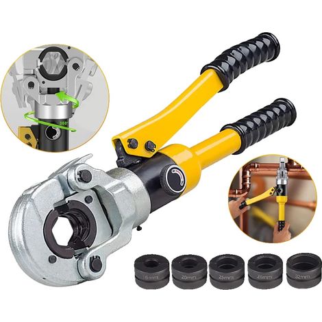 Herramienta de crimpado hidráulica, rango de crimpado de 16 a 32 mm², entrada de aceite de dos velocidades, compatible con mangueras de aluminio-plástico y PEX, cabezal giratorio de 360 ​​grados, cons (1/5)