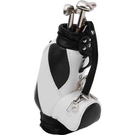 Porte-stylo mini golf avec stylo, décoration de bureau, cadeau pour golfeurs et amis, noir et blanc (1/5)