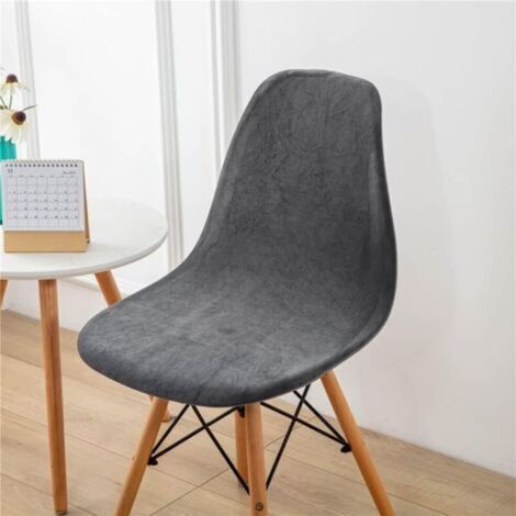 Lot de 4 Velours Housse de Chaise Scandinaves, Housse Chaise de Salle à Manger Couleur Unie, Couverture de Chaise sans Accoudoirs pour Cuisine, Salon, Bureau (Gris foncé,4 Pieces) (1/5)