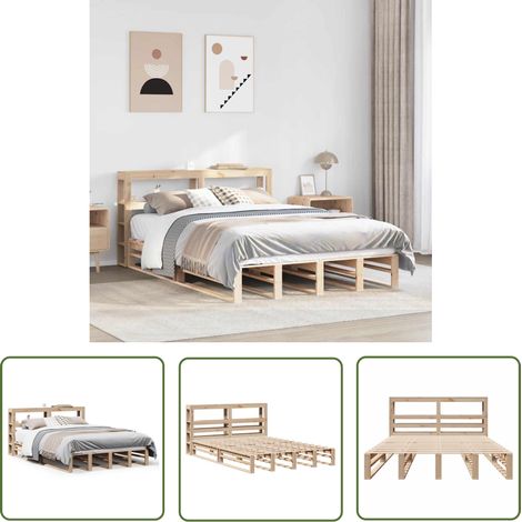 vidaXL Cadre de lit sans matelas 160x200 cm bois massif de pin (1/5)