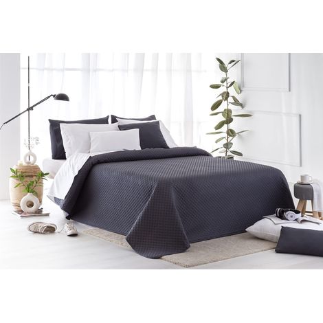 Couvre-lit Fin avec Motif piqué pour Le Printemps, l'été, l'automne et l'hiver. 100% Microfibre Extra Douce. Housse de Couette Multifonction 140/150/160 – 250 x 260 cm. Gris foncé (1/5)