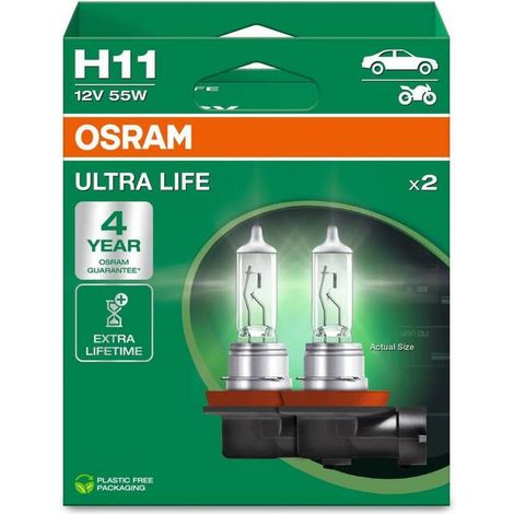 [GEBRAUCHT] B-Ware OSRAM Halogen Leuchtmittel H11 12V 62W Ultra Life 1350lm warmweiß PGJ19-2 2er (1/2)
