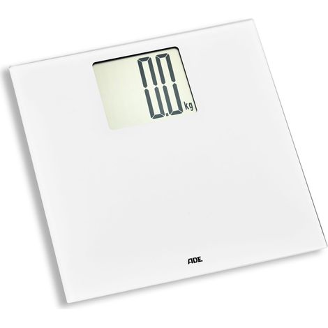 Pèse-personne avec grand écran, jusqu'à 200 kg, 30 x 30 cm, blanc / ADE