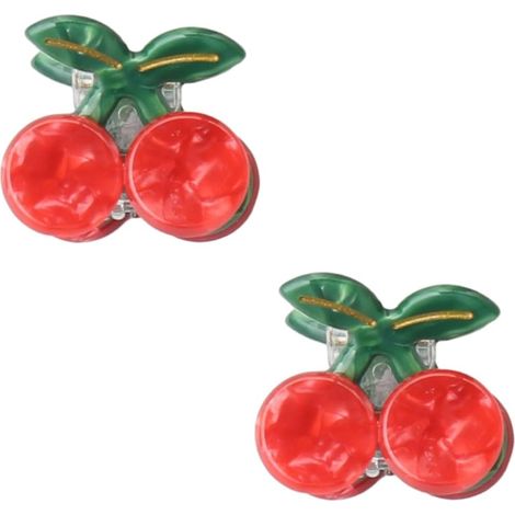 Set di 2 mini fermagli per capelli da donna in acetato color ciliegia. (1/3)