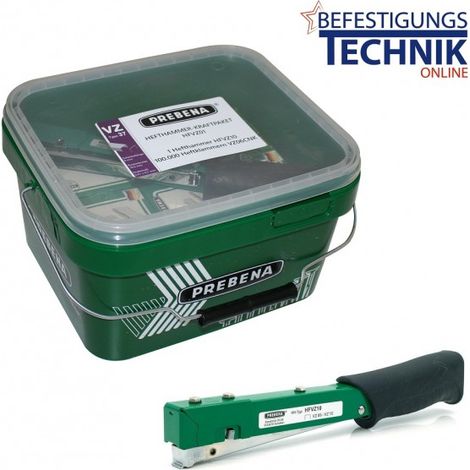 Prebena Hefthammer HFVZ10 6-10mm + Klammern VZ06CNK + Box für Rapid R19 Typ 37 Typ 13 KL-51"-"EN15654Box