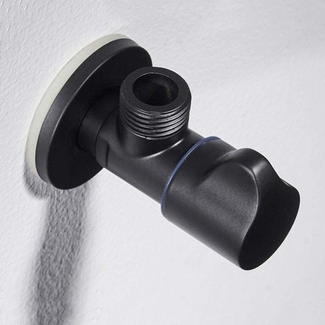 Tout le cuivre noir chaud et froid épais robinet de vanne d'arrêt d'eau robinet de bassin bassin de bassin en céramique brosse de toilette vanne triangulaire carrée Interface G1 / 2 (1/4)