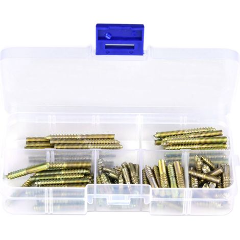 110 vis M4 tiges filetées double extrémité pour menuiserie meuble, connecteur bois à tête plate, boulon de suspension (1/5)