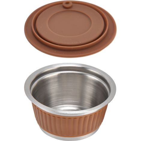Capsule Rechargeable en Acier Inoxydable pour Machine à Café Dolce Gusto - Filtre Réutilisable Marron (1/5)