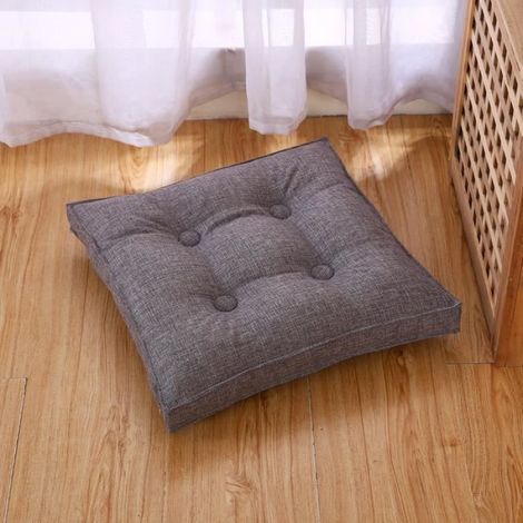 Coussin De Chaise - 40x40x8 Cm - Coton - Gris - Déhoussable - Unité (1/4)