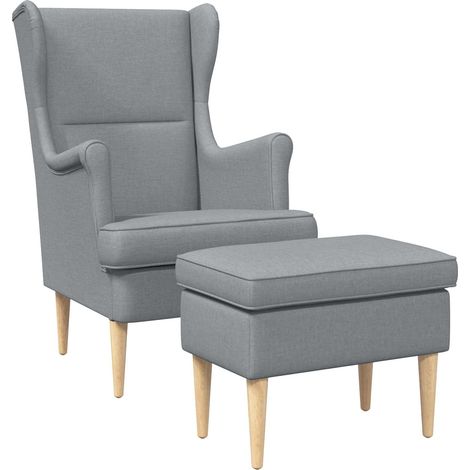Sillón con Pouf 2 uds. Gris Claro Tela vidaXL (1/5)