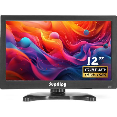 Petit écran LCD FHD 12" 1920 x 1080 60 Hz 16:9 avec entrée BNC VGA AV haut-parleurs intégrés pour caméra de sécurité CCTV DVR PC (1/5)