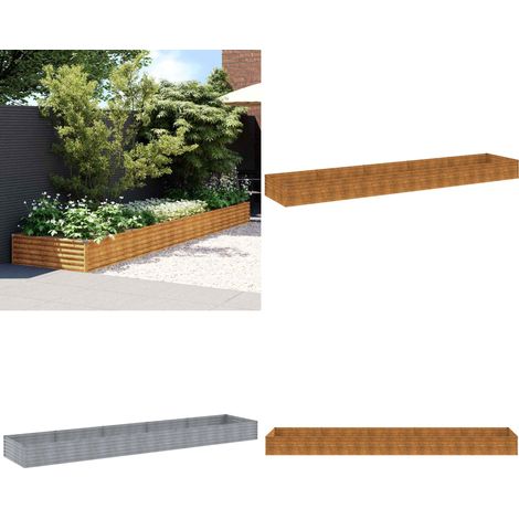 Lit surélevé de jardin 482x100x36 cm acier corten - Jardiniere Exterieur - Bac A Fleurs - Lit Surélevé - Acier Corten - Decoration Jardin - Home & Living (1/5)