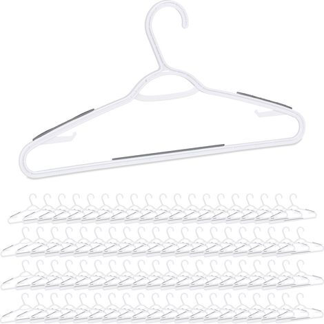 80 Perchas Ropa Antideslizantes, Barra Pantalones o Faldas, Colgador Corbatas, Plástico-Goma, Blanco