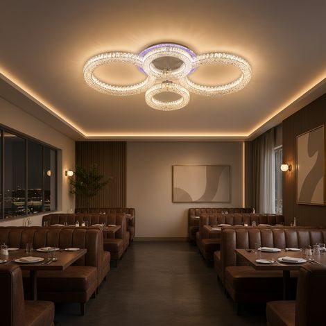 Lustre LED Ronda avec Telecommande 78W Lumiere Gradable Blanc (1/5)