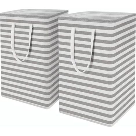 Paniers à Linge Pliables 2 Pièces, Grands Paniers à Linge pour Le Linge, Grand Bac à Linge avec Poignées Allongées, Panier à Vêtements Sales pour Dortoir Et Maison (1/5)