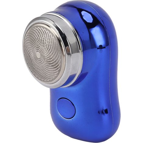 Mini tondeuse à barbe de poche, rechargeable USB-C, silencieuse, avec batterie 400 mAh, idéale pour les voyages en voiture, finition bleue brillante. (1/5)