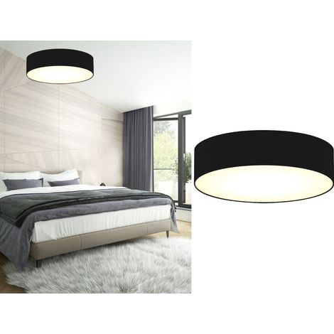Zeitlose runde Deckenleuchte mit LED Stoffschirm Schwarz Ø 60cm (1/5)
