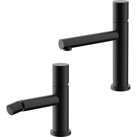 Set miscelatori lavabo e bidet nero opaco senza leva in acciaio inox Gemini (1/5)