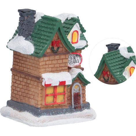 Maison lumineuse décorative de Noël LED en résine, village de Noël lumineux (lumière chaude, batterie intégrée, modèle I) (1/5)