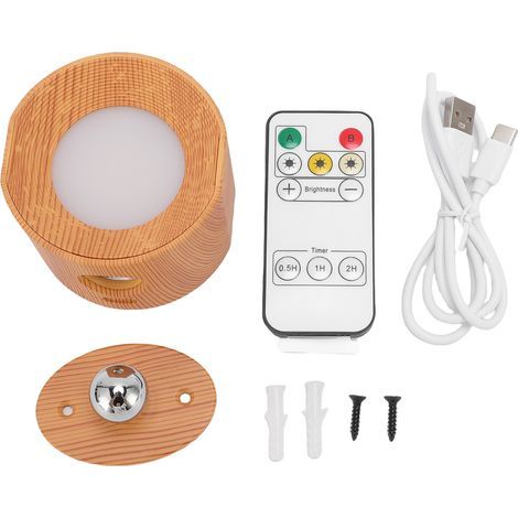 Rechargeable, wireless LED battery-operated wall light, 3 color temperatures, dimmable, 360-degree rotation, magnetic ball for bedroom, wooden finish (1/5)