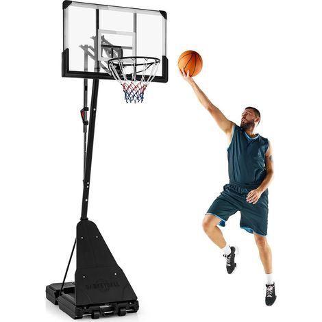 COSTWAY Canasta de Baloncesto Exterior, Altura Ajustable de 1,5 m a 3,05 m, Aro de Baloncesto Portátil con Base Rellenable de Agua 60 kg o Arena 150 kg, Canasta de Baloncesto Adolescentes y Adultos