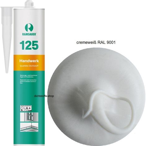 Ramsauer 125 Handwerk Neutral Silikon Dichtstoff 310ml Kartusche cremeweiß RAL 9001