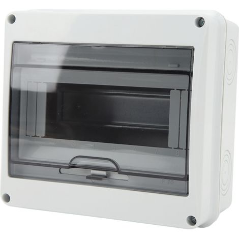 Boîte de distribution électrique domestique étanche à 8 voies, à montage en saillie, avec interrupteur pneumatique et disjoncteur. (1/5)