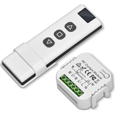 Kit de Commande de Volet Roulant Sans Fil, Interrupteur Module Volet Roulant Contrôle de Portée 100M, Télécommande RF+Module Récepteur, Telecommande Volet Roulant pour Stores, Auvents (1/5)