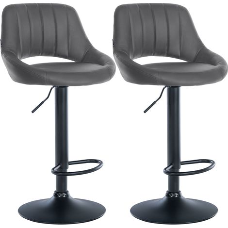 Set da 2 sgabelli da bar Milet in similpelle grigio Metallo nero opaco